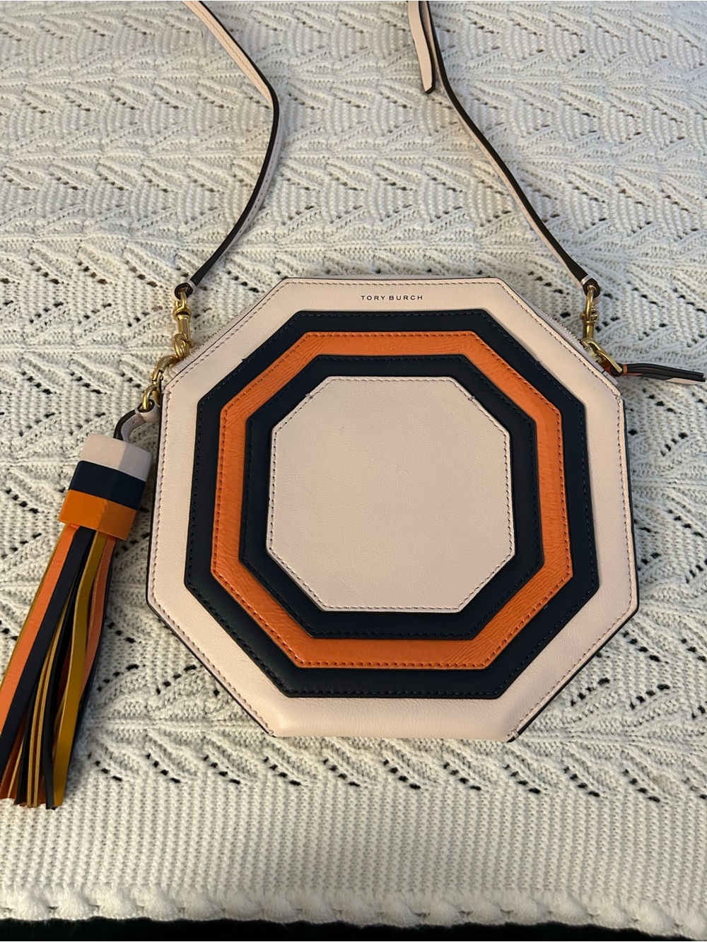 Tory Burch Geo Octagon Leather Crossbody Bag - Excellent Condition